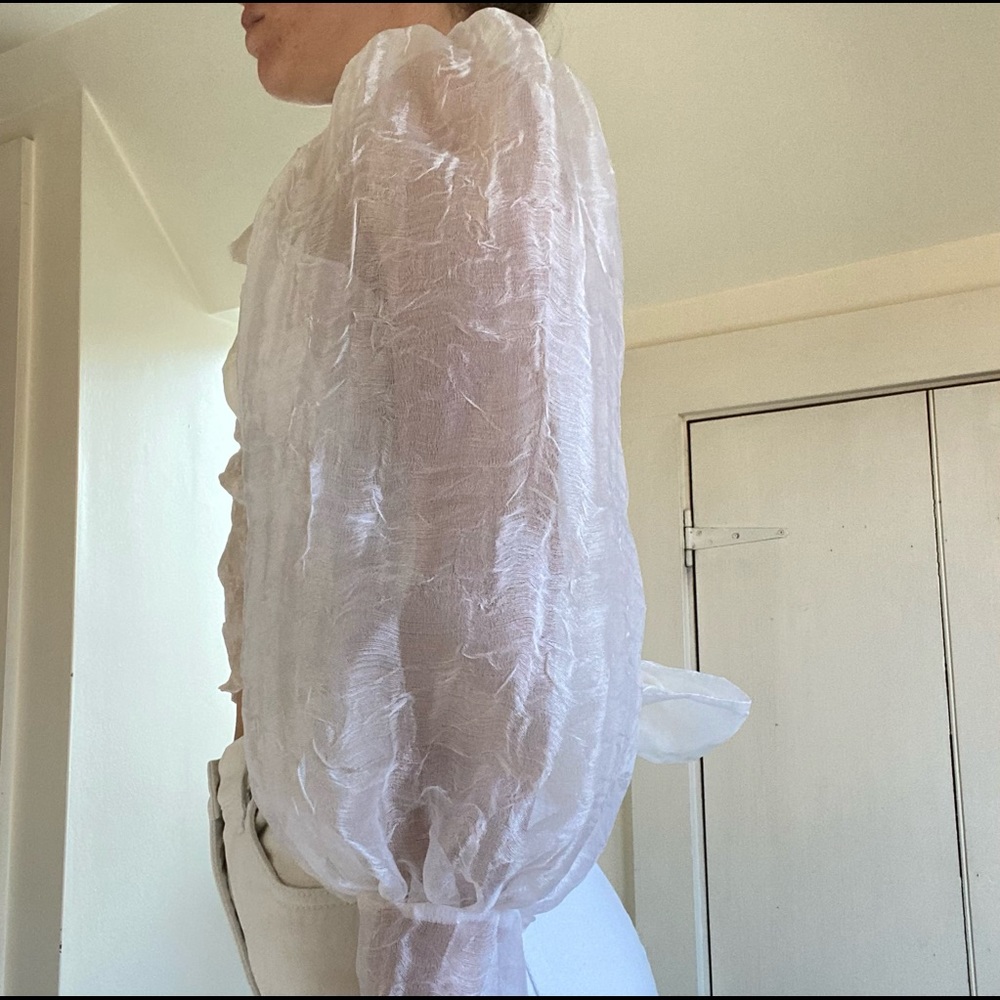 Maison Cleo Julie Crinkled Silk Organza Blouse xs - Picture 10 of 13